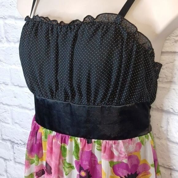 Vintage Torrid Plus Size 12 Floral and Polka Dot Dress Back Zip Pin-Up - Picture 3 of 10